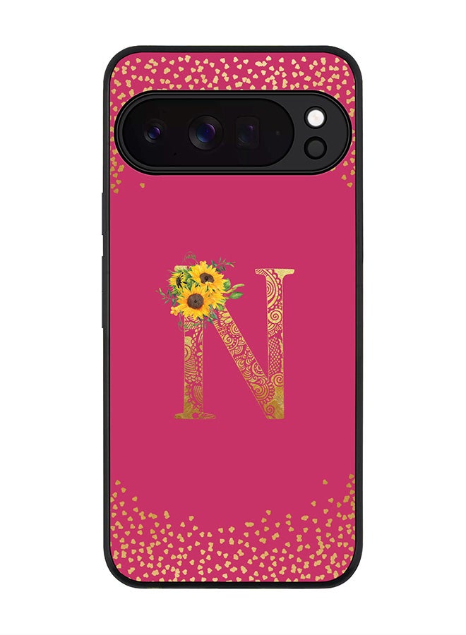 Stylizedd For Google Pixel 10 Pro XL Case,Slim fit Camera Protection, Shockproof Thin Phone cover  - Custom Floral Monogram - N ( Deep Pink ) - Image 1
